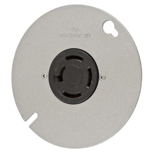 Locking Receptacle, Non-NEMA, 20 A, 120/208V AC, Three Phase, 4 Pole, Flush Mount, Screw Terminals